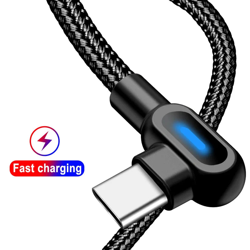 90-Degree LED USB-C Fast Cable