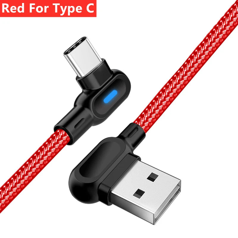 90-Degree LED USB-C Fast Cable