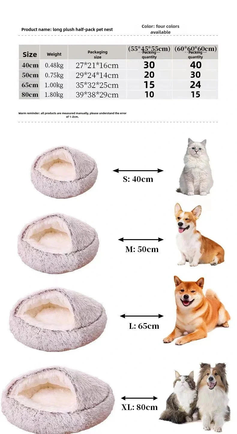 Semi-Enclosed Plush Pet Nest Bed
