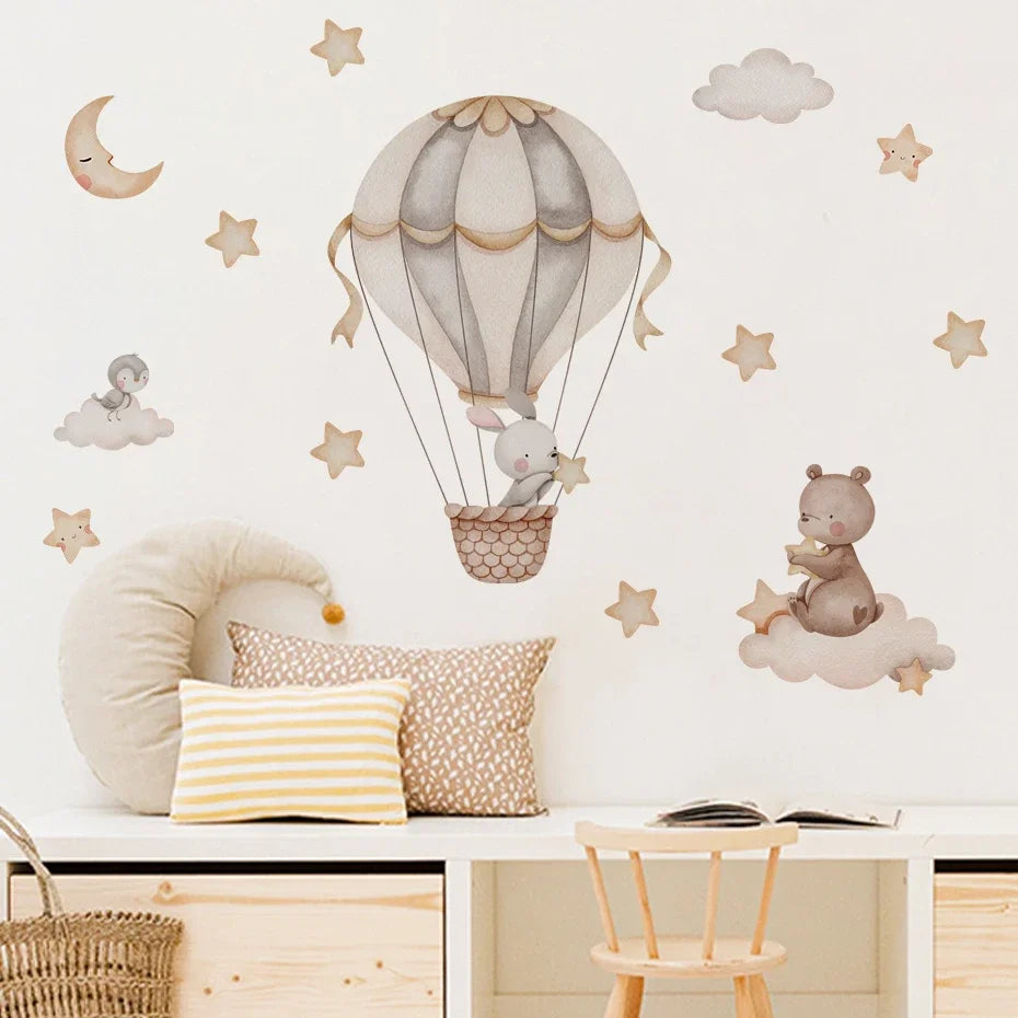 Cartoon Hot Air Balloon Wall Decals