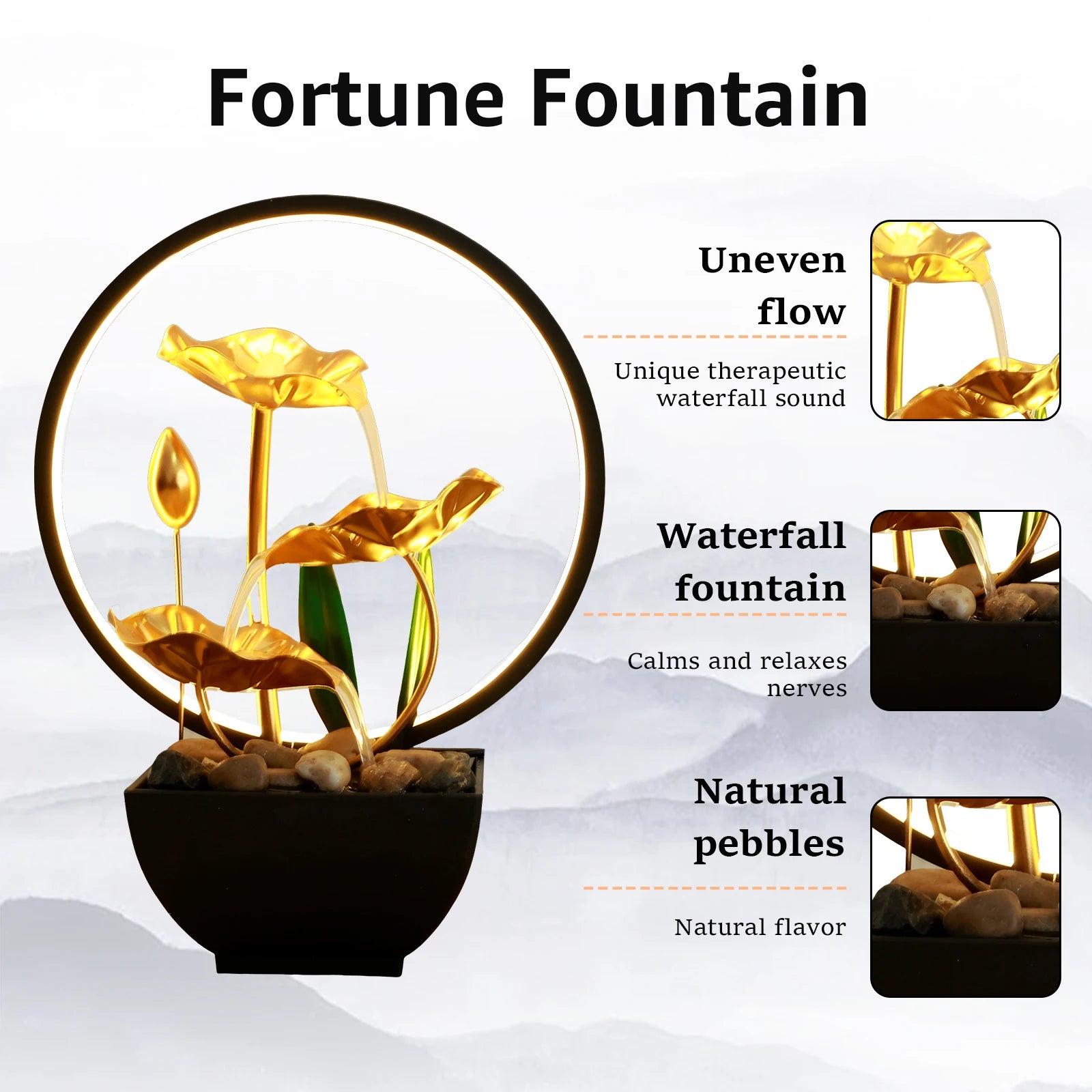 USB Desktop Waterfall Fountain Decor