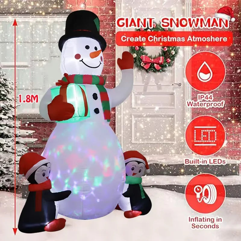 LED Light-Up Inflatable Snowman Penguin