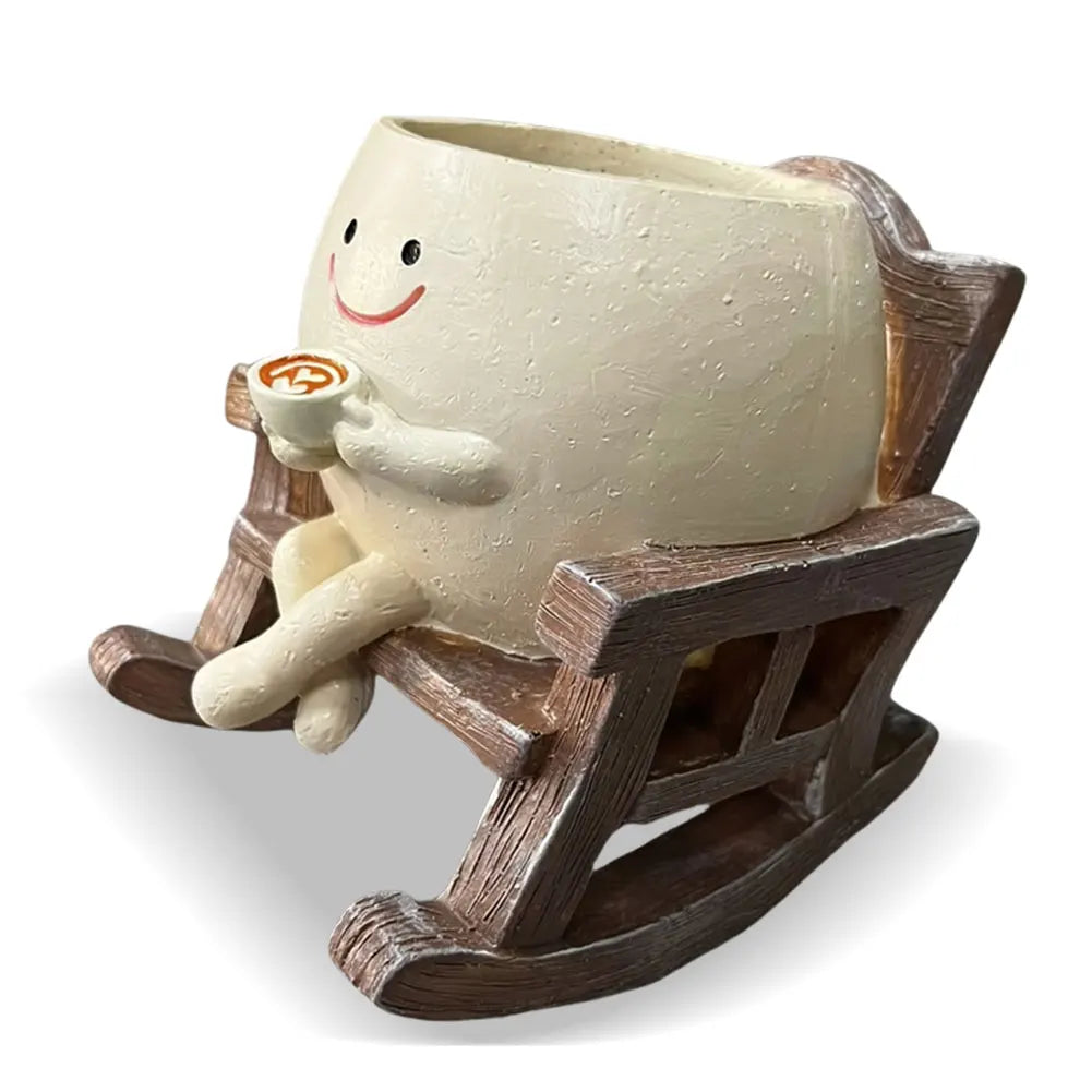 Mini Rocking Chair Face Planter Pot