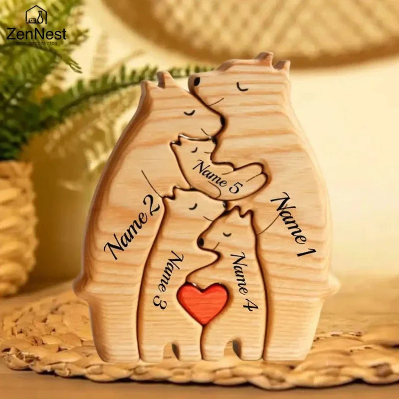 Personalized Wooden Bear Family Puzzle