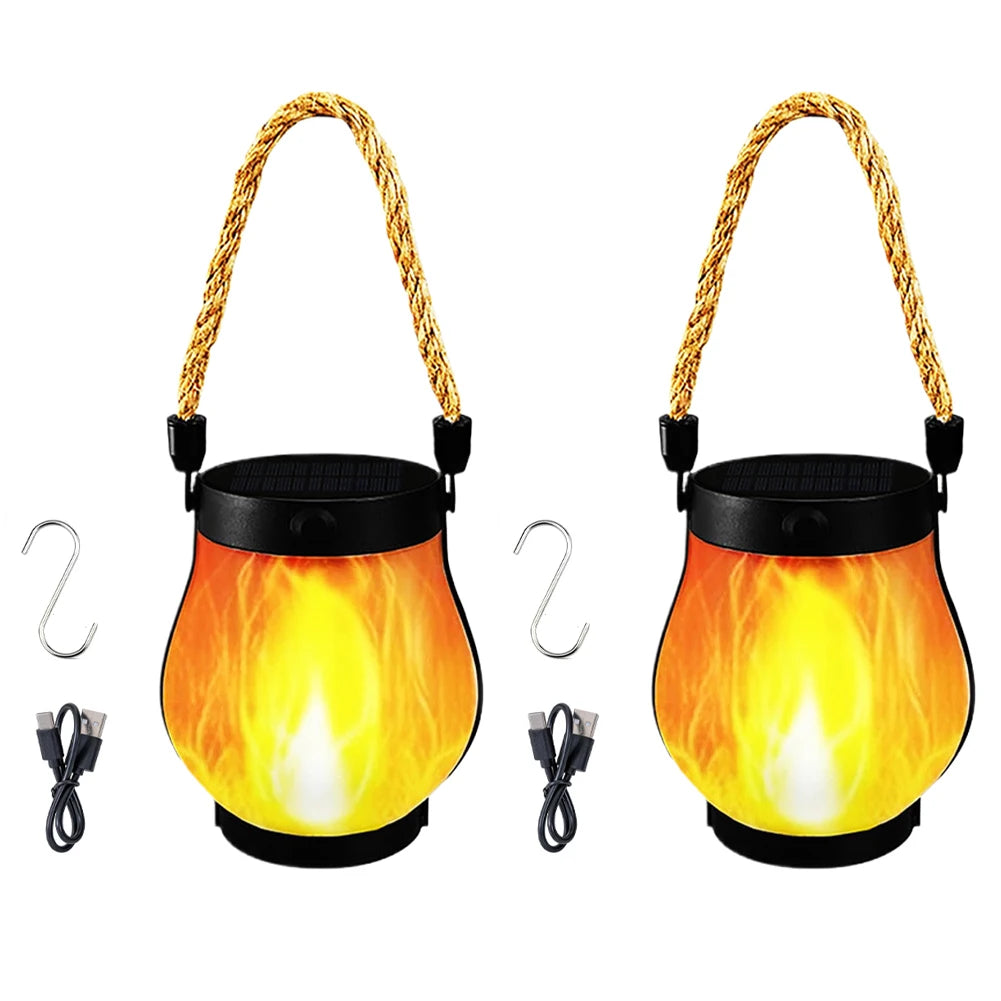Solar Powered Hanging Flame Lantern