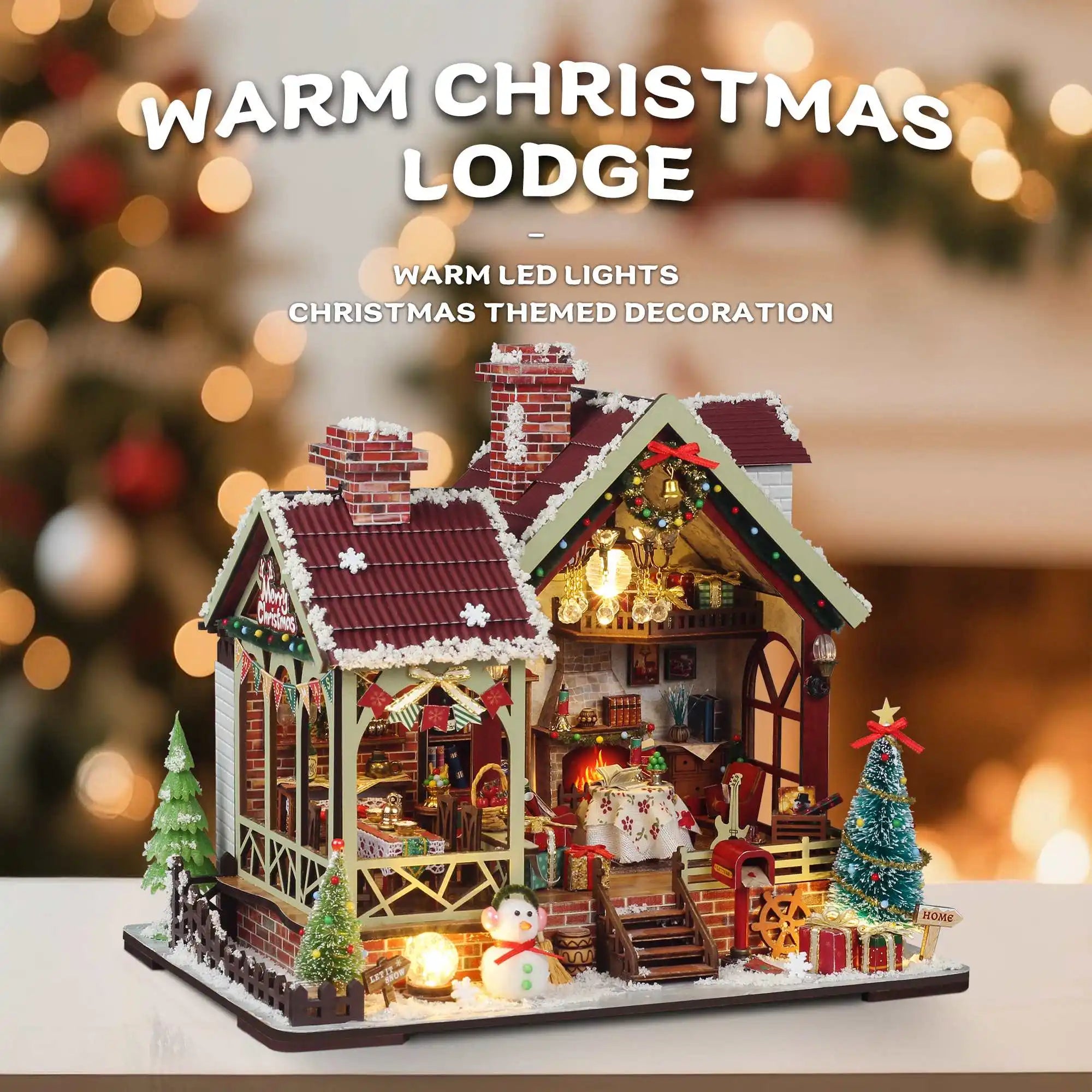 Miniature Christmas House Music Box
