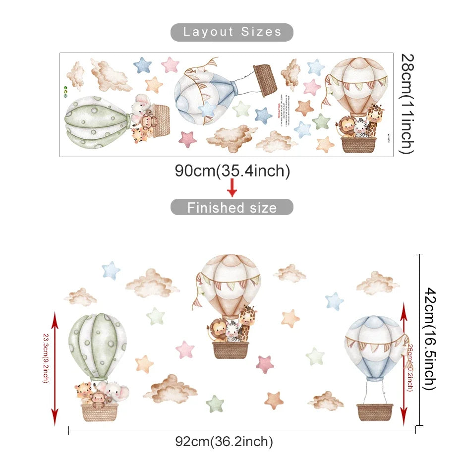 Cartoon Hot Air Balloon Wall Decals