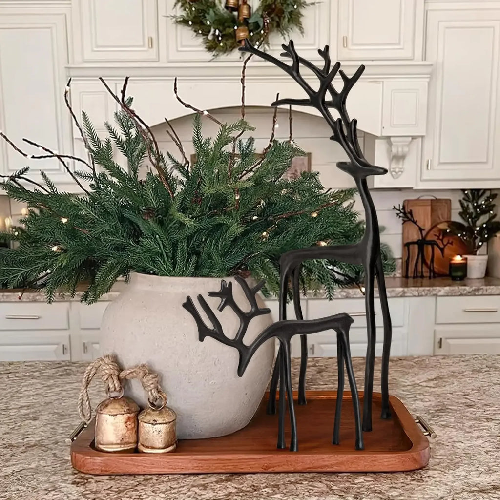 Black Alloy Modern Reindeer Statues