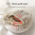 Semi-Enclosed Plush Pet Nest Bed