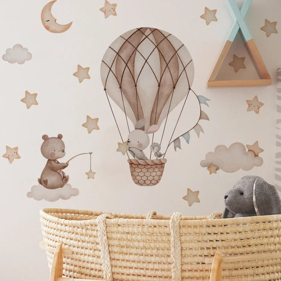Cartoon Hot Air Balloon Wall Decals
