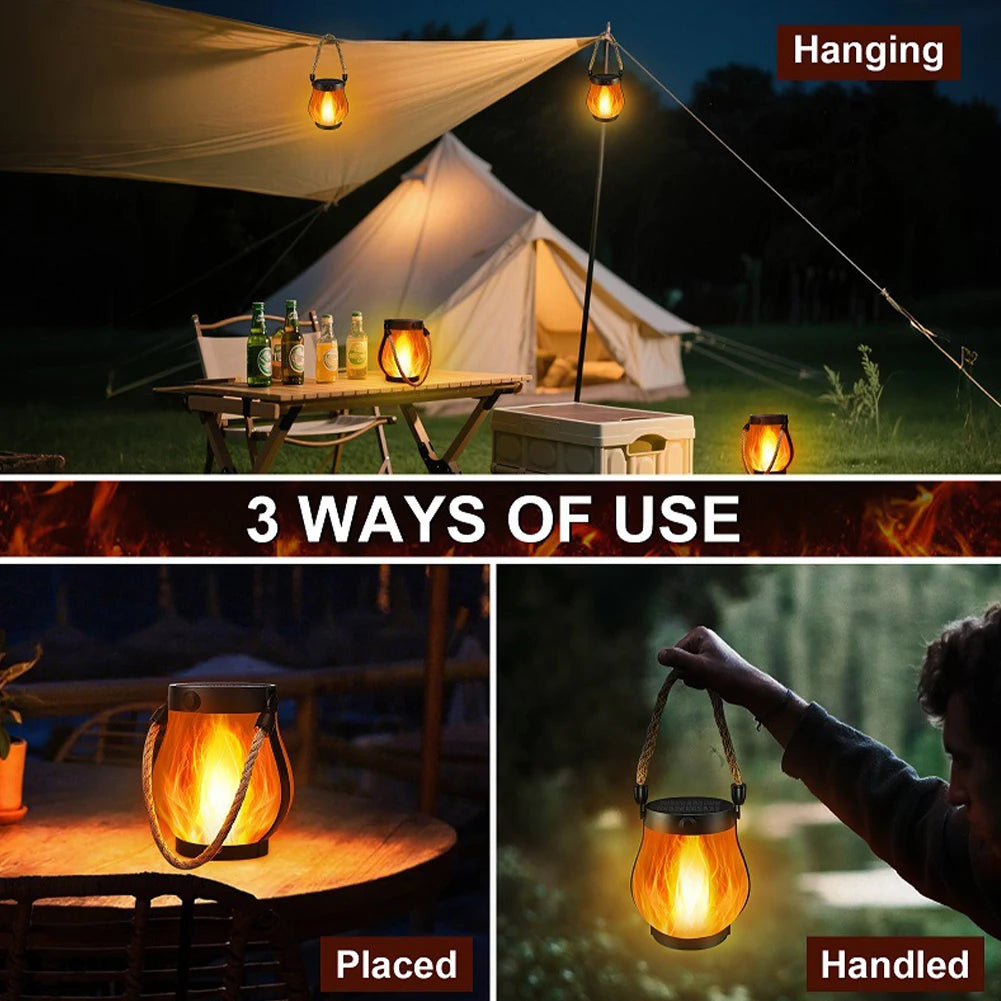 Solar Powered Hanging Flame Lantern