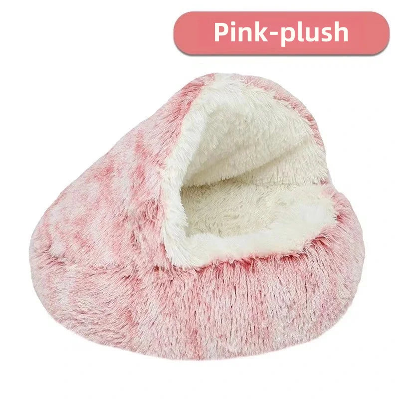 Semi-Enclosed Plush Pet Nest Bed