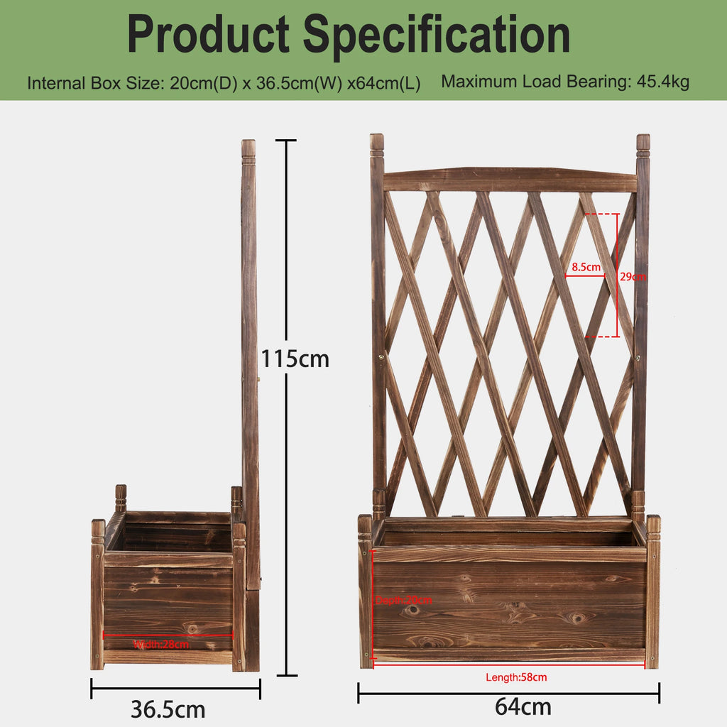 Raised Wooden Garden Bed Trellis