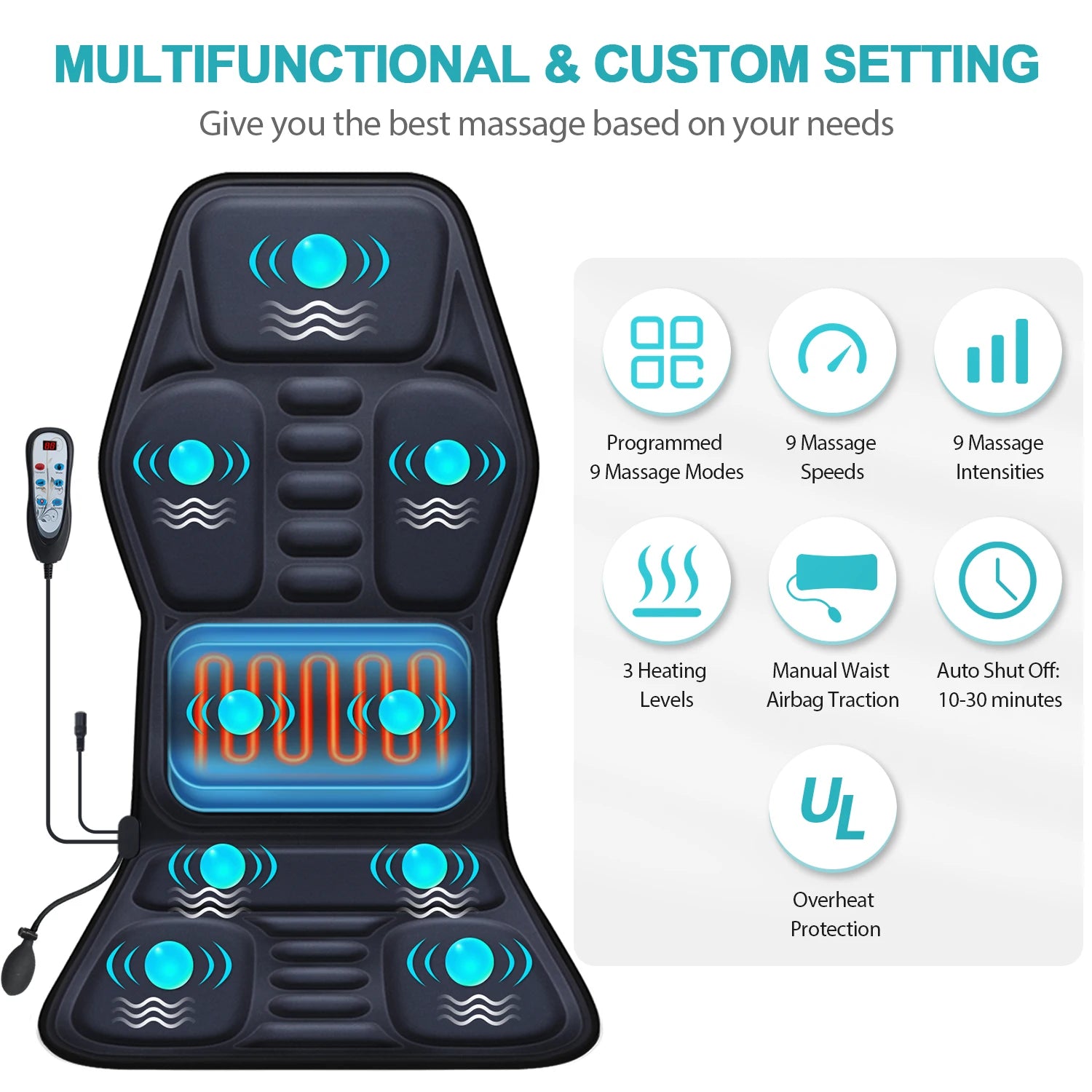 12V Full-Body Car Massage Cushion