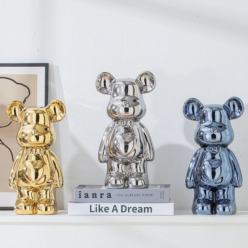 Ceramic Teddy Bear Sculpture Decor