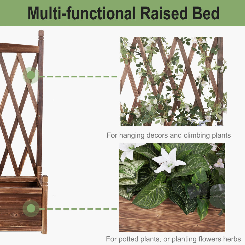 Raised Wooden Garden Bed Trellis