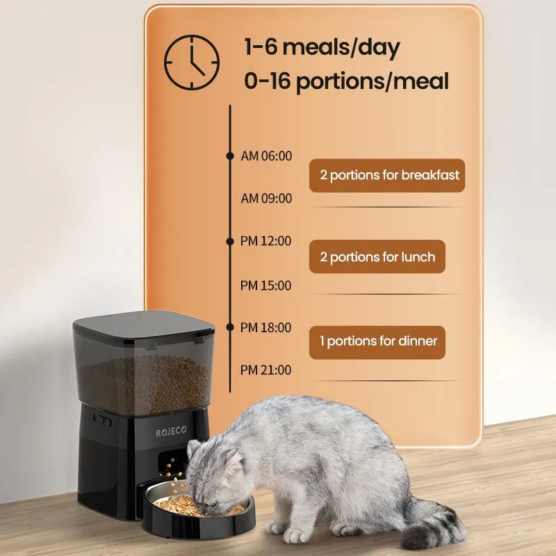Button-Control Automatic Pet Feeder