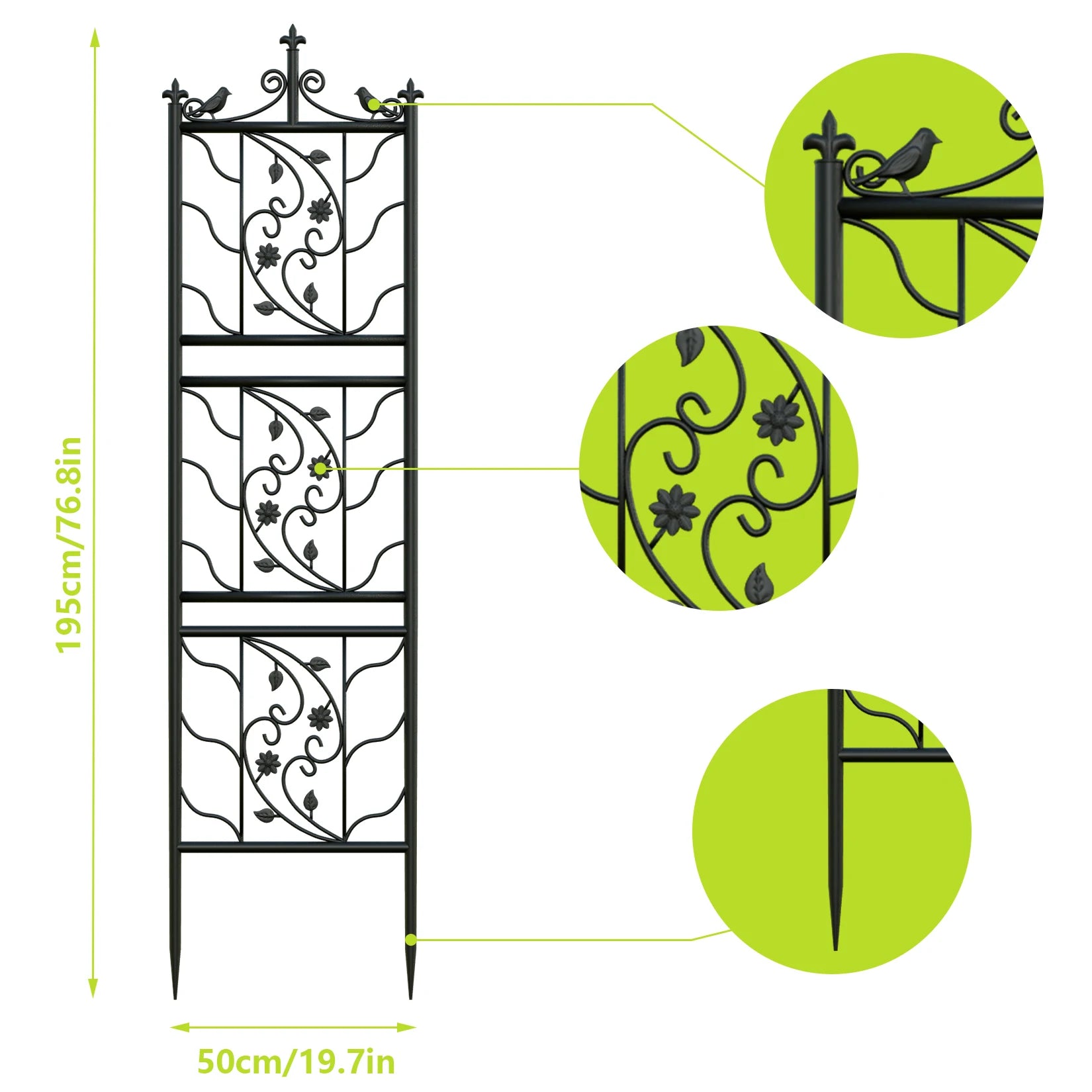 Tall Black Metal Climbing Trellis
