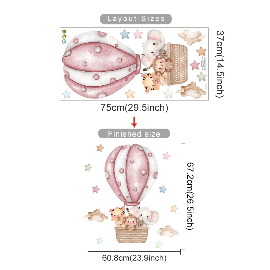 Cartoon Hot Air Balloon Wall Decals