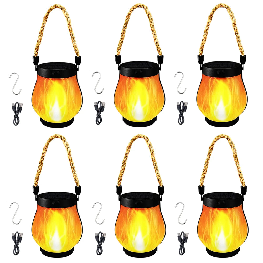 Solar Powered Hanging Flame Lantern