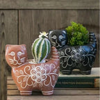 Cement Cat Sculpture Succulent Planter