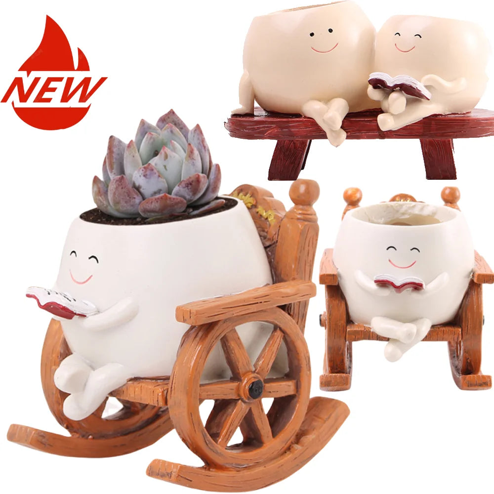 Reading Face Chair Succulent Planter