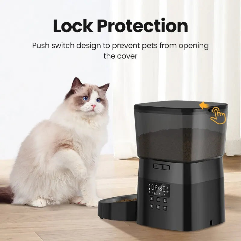 Button-Control Automatic Pet Feeder