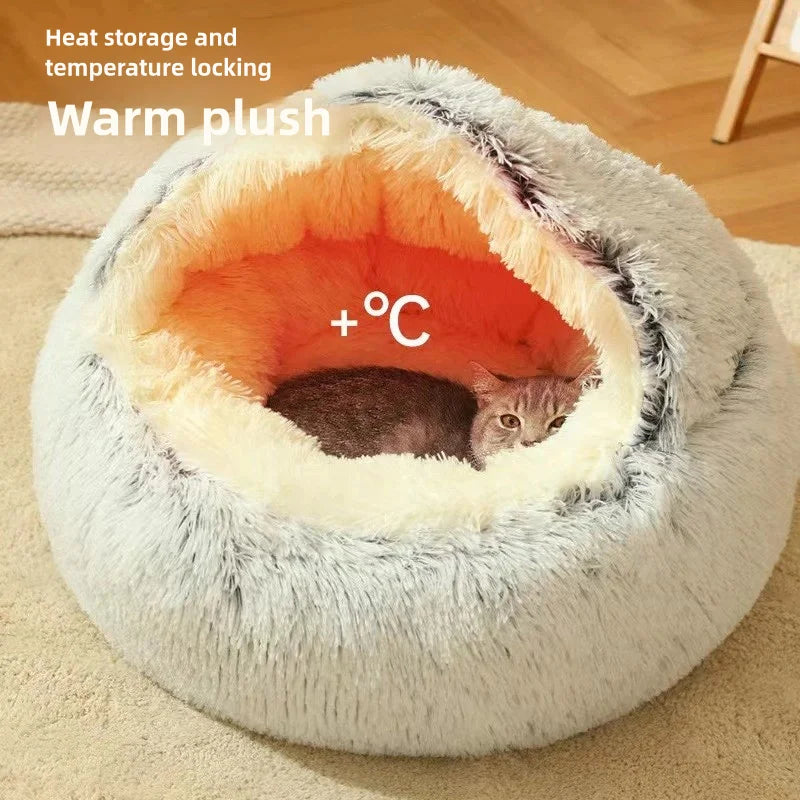 Semi-Enclosed Plush Pet Nest Bed