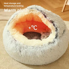 Semi-Enclosed Plush Pet Nest Bed