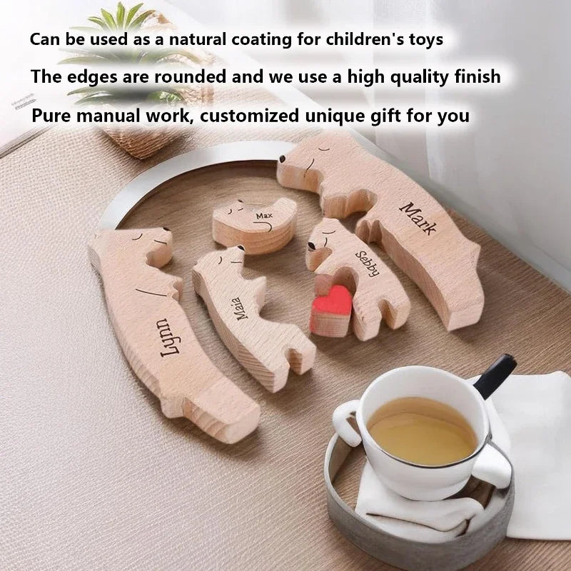 Personalized Wooden Bear Family Puzzle