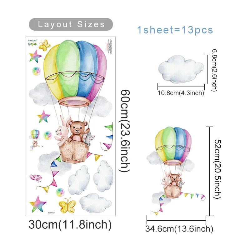 Cartoon Hot Air Balloon Wall Decals