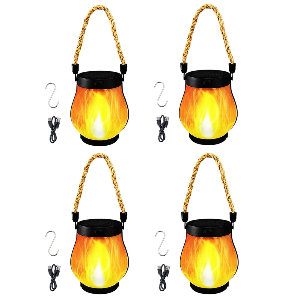 Solar Powered Hanging Flame Lantern