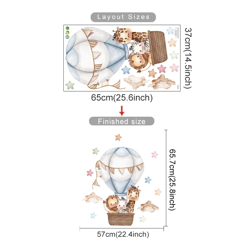 Cartoon Hot Air Balloon Wall Decals