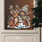Elk Snowman Christmas Window Decal