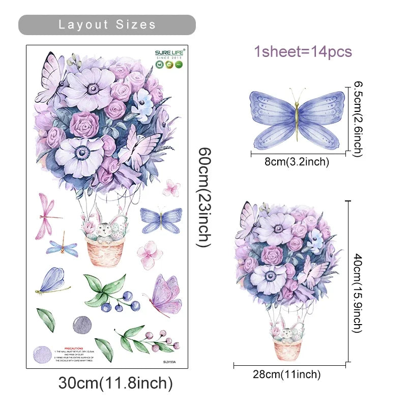 Cartoon Hot Air Balloon Wall Decals