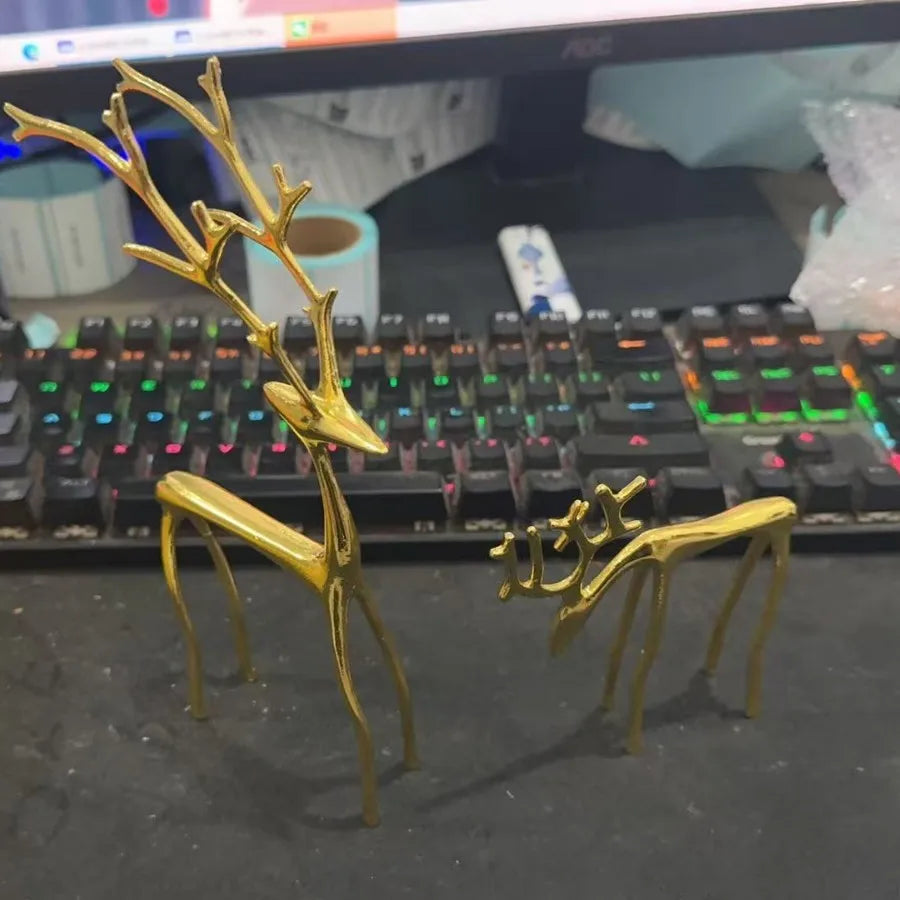 Black Alloy Modern Reindeer Statues