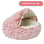 Semi-Enclosed Plush Pet Nest Bed