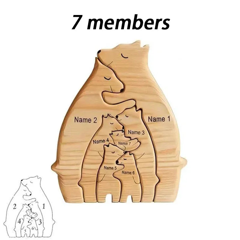 Personalized Wooden Bear Family Puzzle