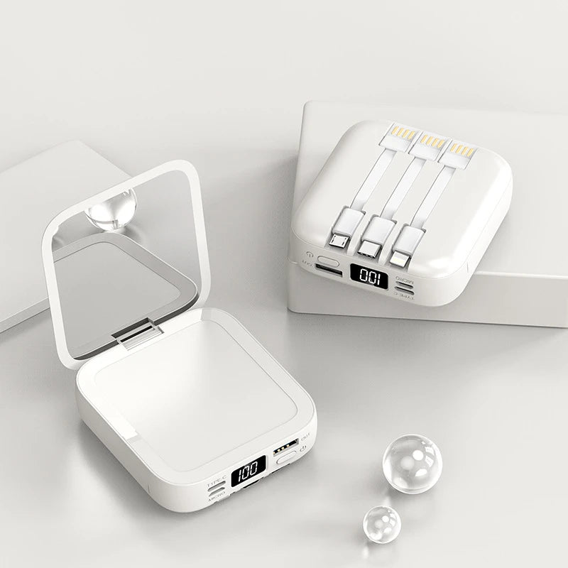 Power Bank with Built-in Makeup Mirror