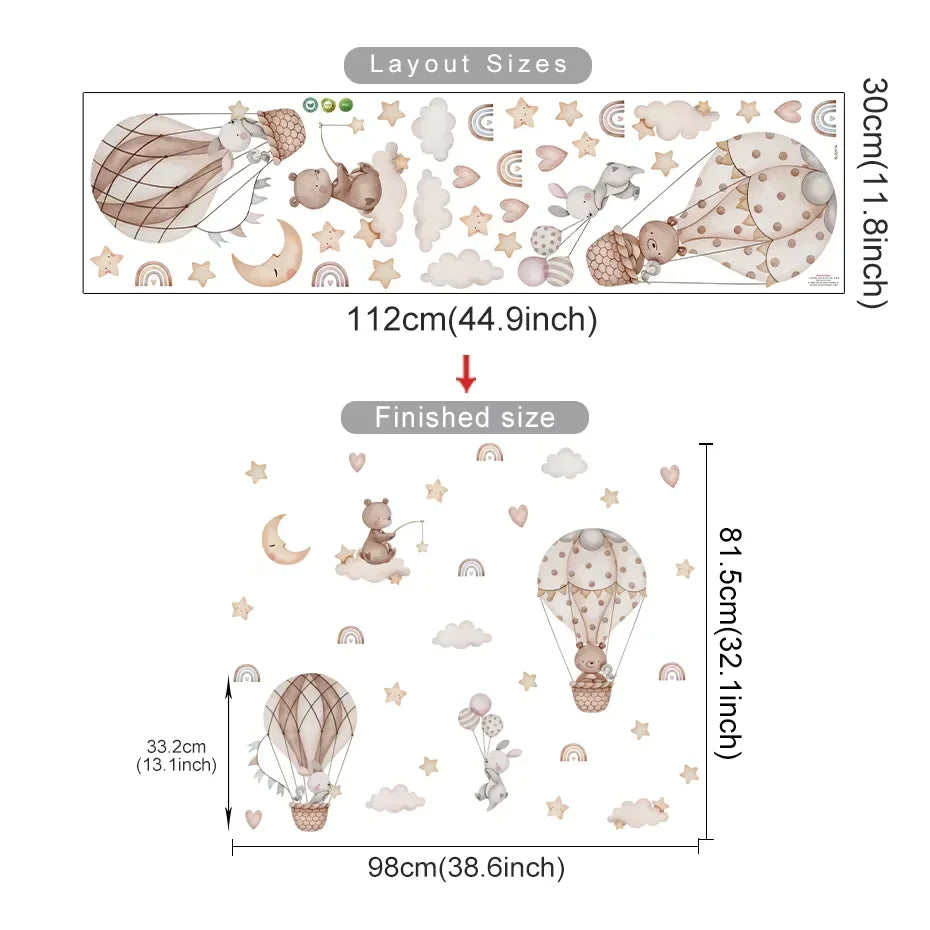 Cartoon Hot Air Balloon Wall Decals