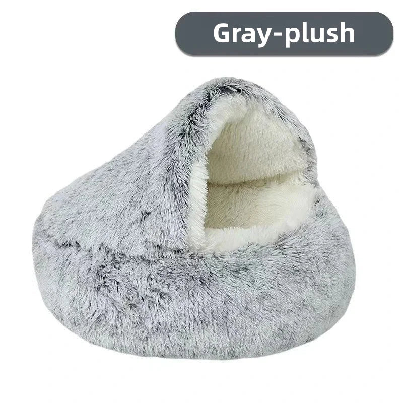 Semi-Enclosed Plush Pet Nest Bed