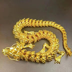 Articulated Golden Dragon Statue Decor
