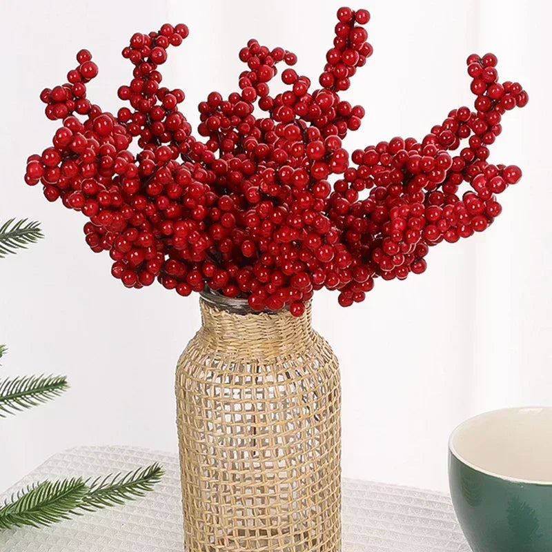 Artificial Red Holly Berry Stems