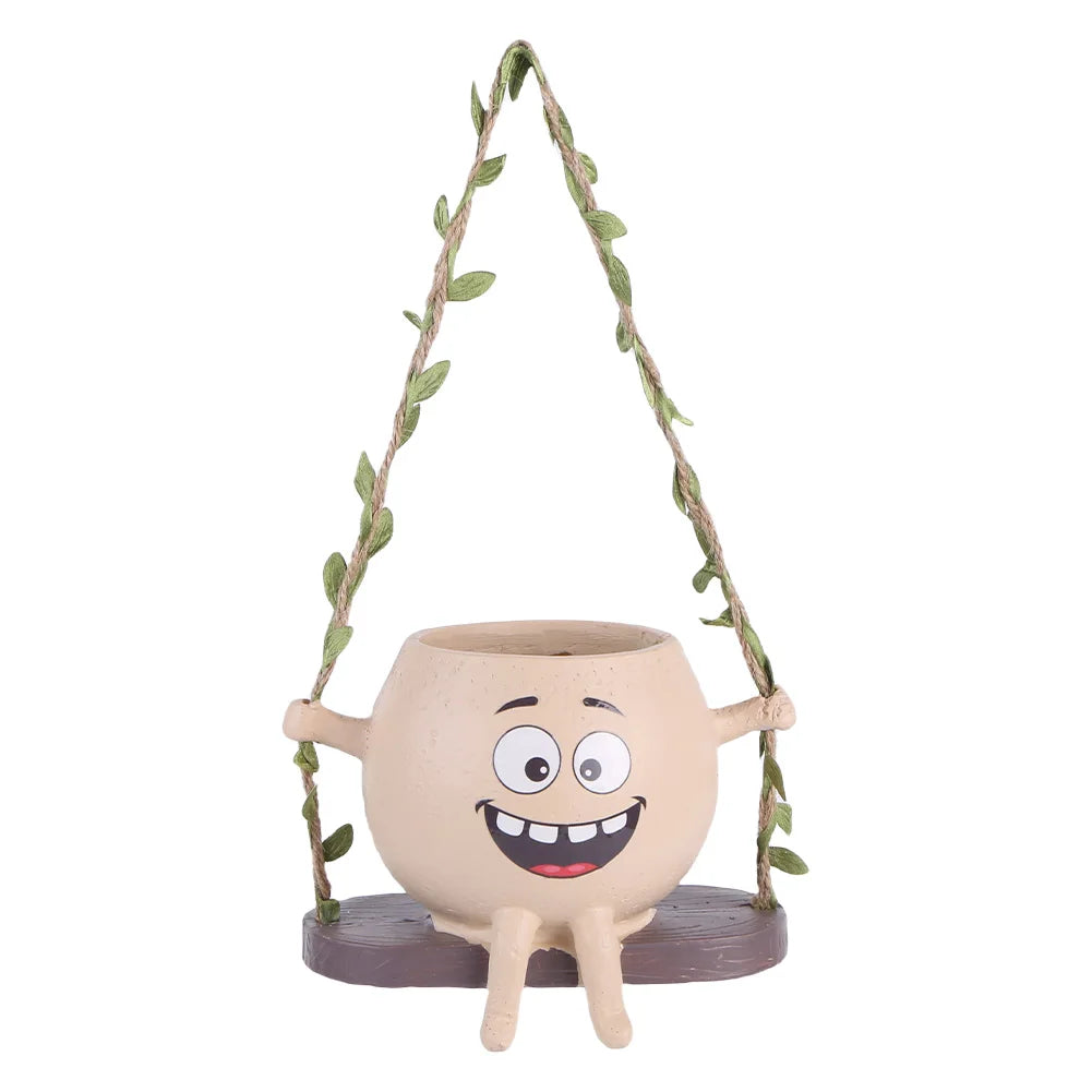Mini Rocking Chair Face Planter Pot