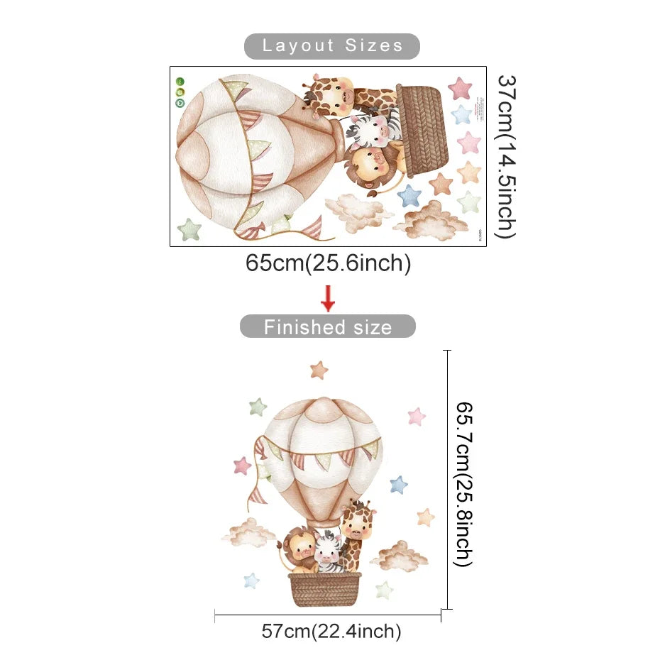 Cartoon Hot Air Balloon Wall Decals