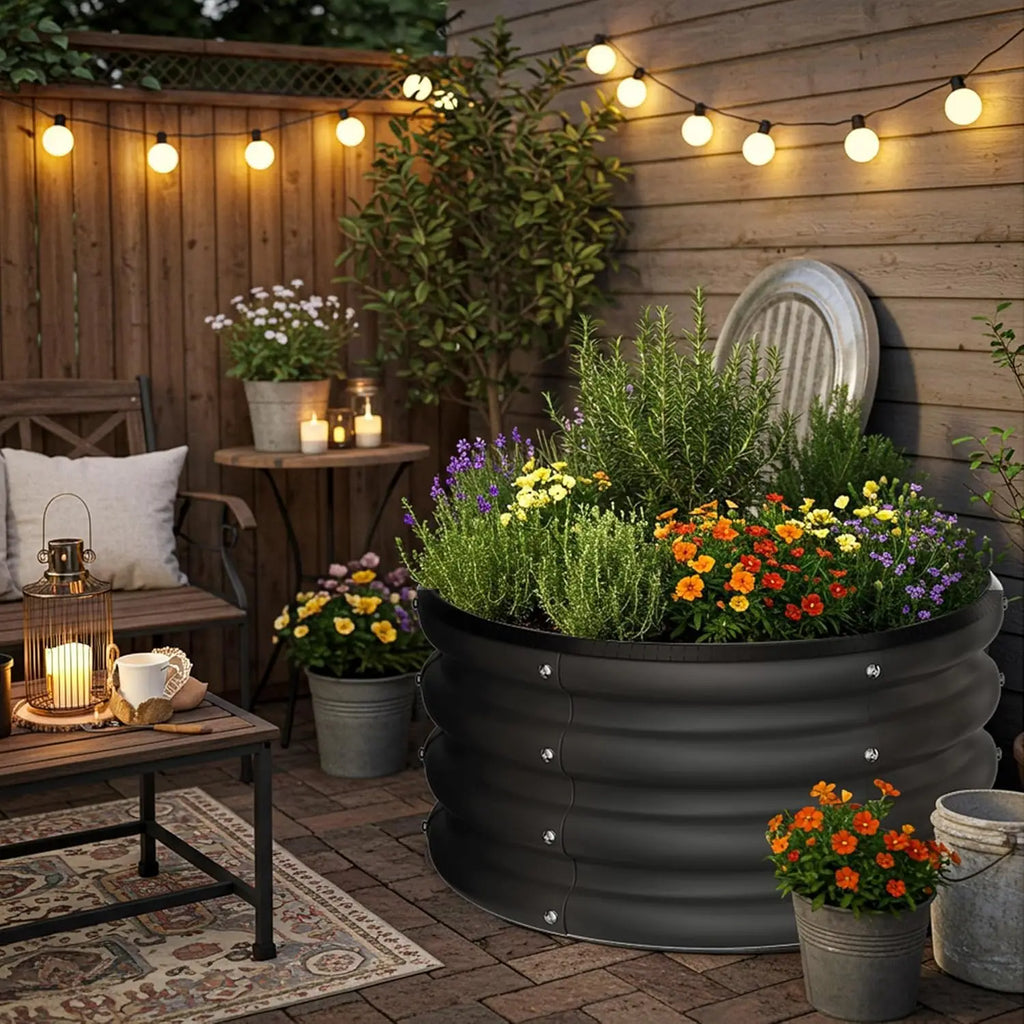 Rounded Galvanized Steel Raised Garden Bed