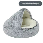 Semi-Enclosed Plush Pet Nest Bed