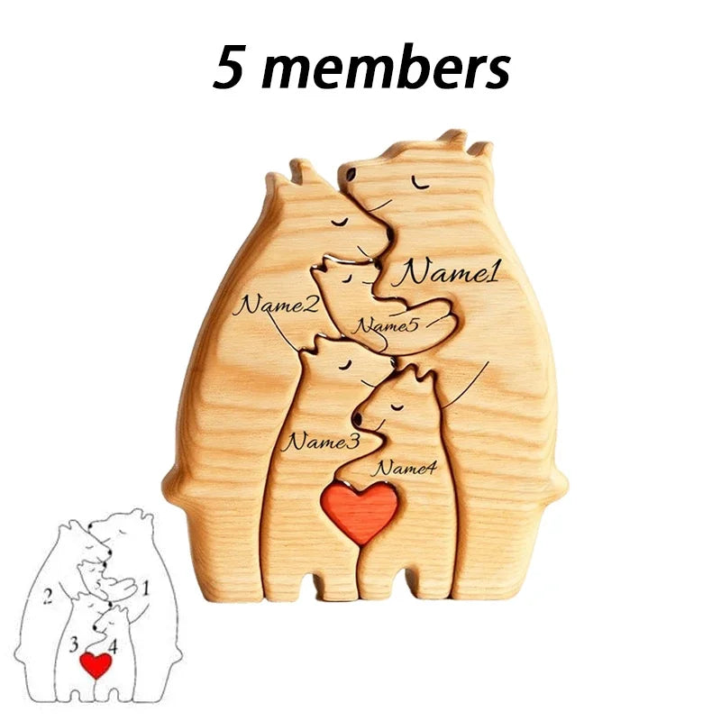 Personalized Wooden Bear Family Puzzle