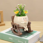 Mini Rocking Chair Face Planter Pot