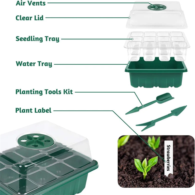12-Cell Plant Propagators with Lids